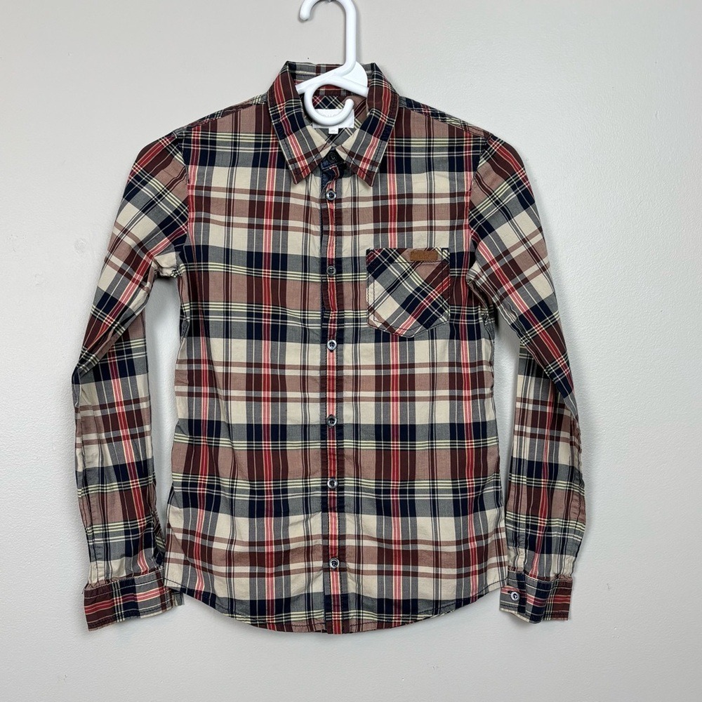 Gucci Shirt Boys 10 Multicolored Plaid Button Down Long‎ Sleeve Made in Italy